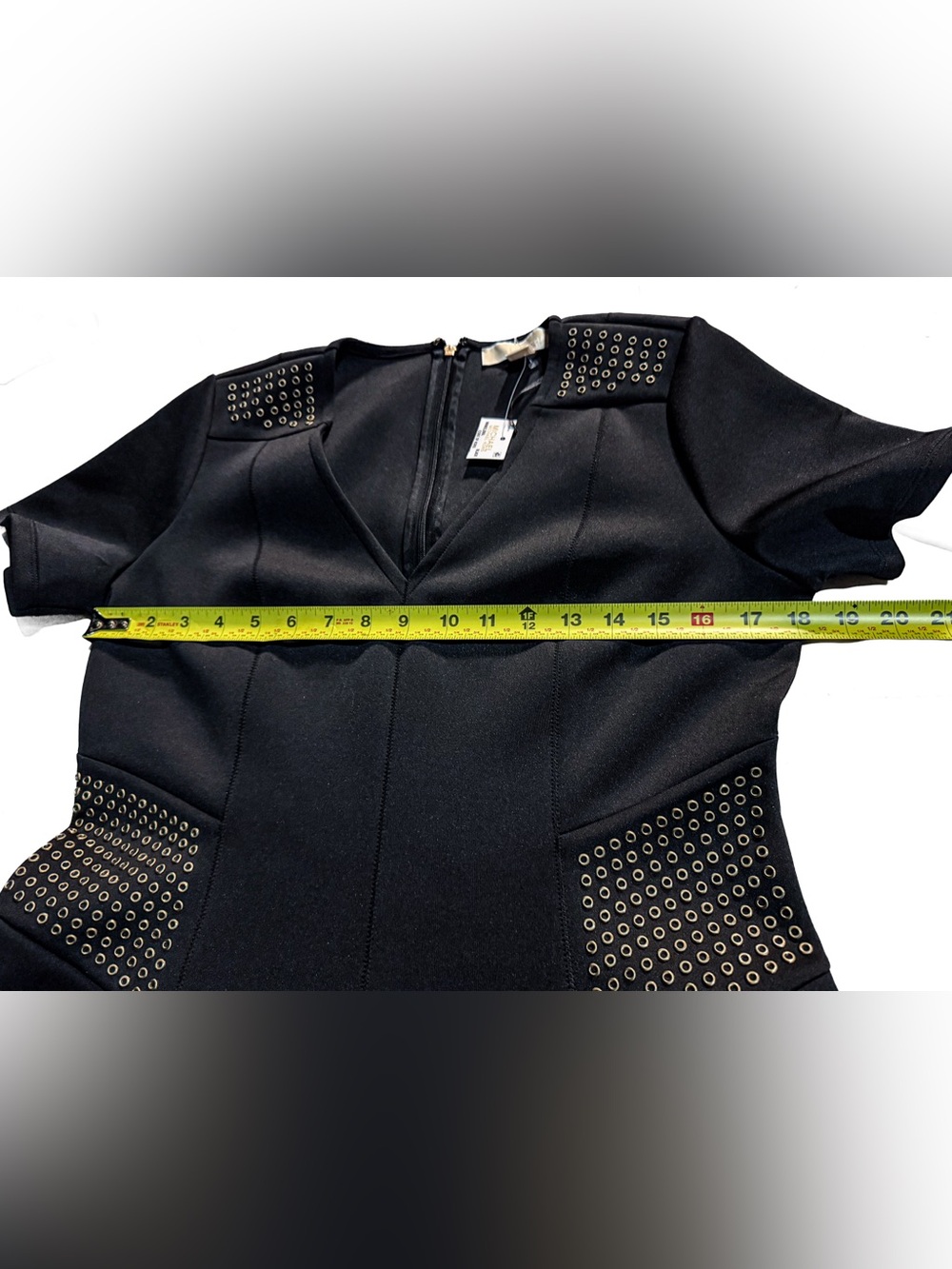 NWT MICHAEL Michael Kors Black Scuba Fit & Flare Studded Dress Size Medium M New - Picture 15 of 15
